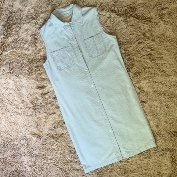 VINTAGE 90s Button Striped Sleeveless Dress by Jones New York Sport Size 6 - Picture 2 of 6